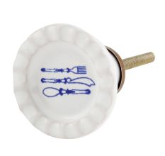 Spoon Knife Fork Pattern Ceramic Cabinet Knobs